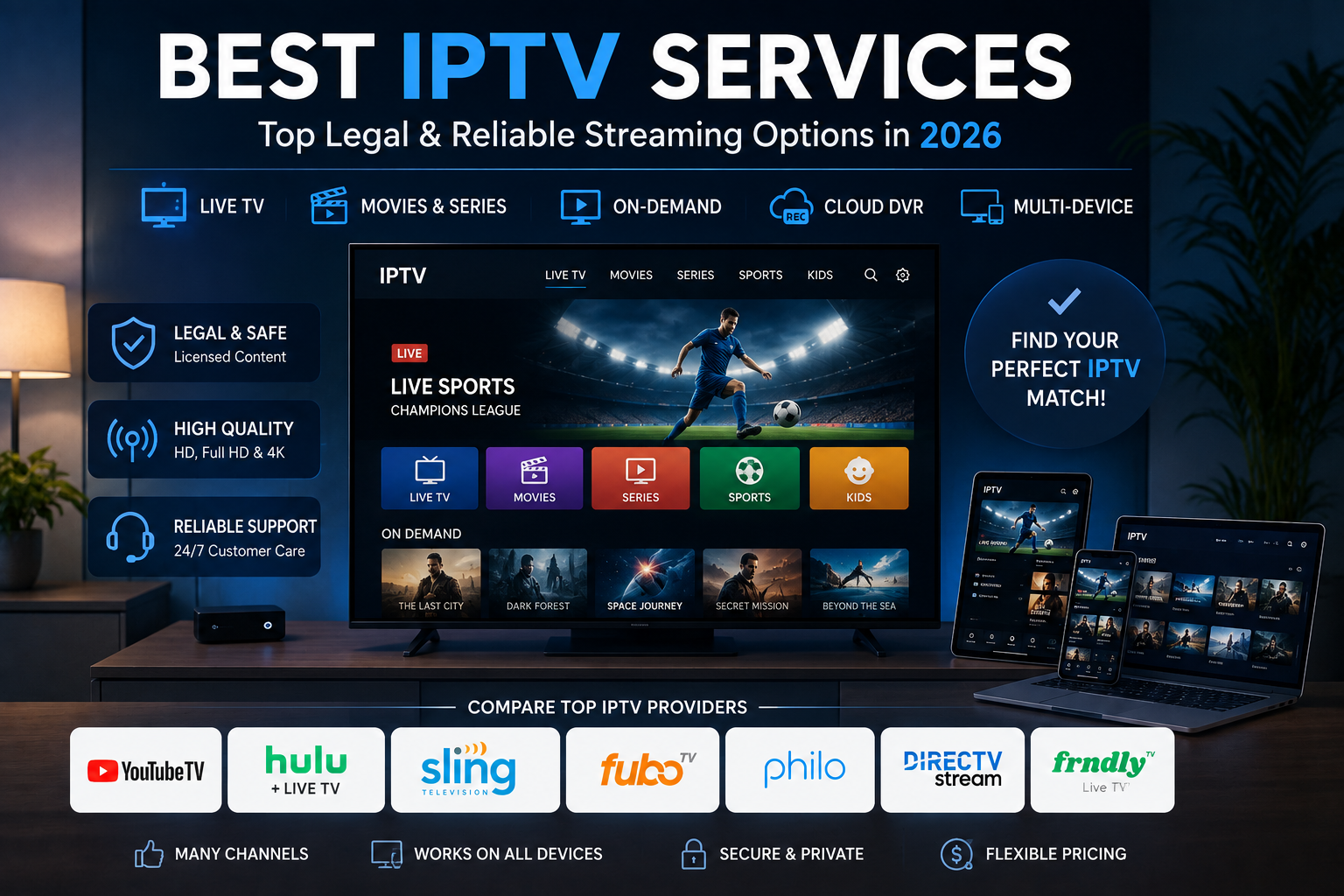 Best IPTV service 2026 comparison of legal streaming providers
