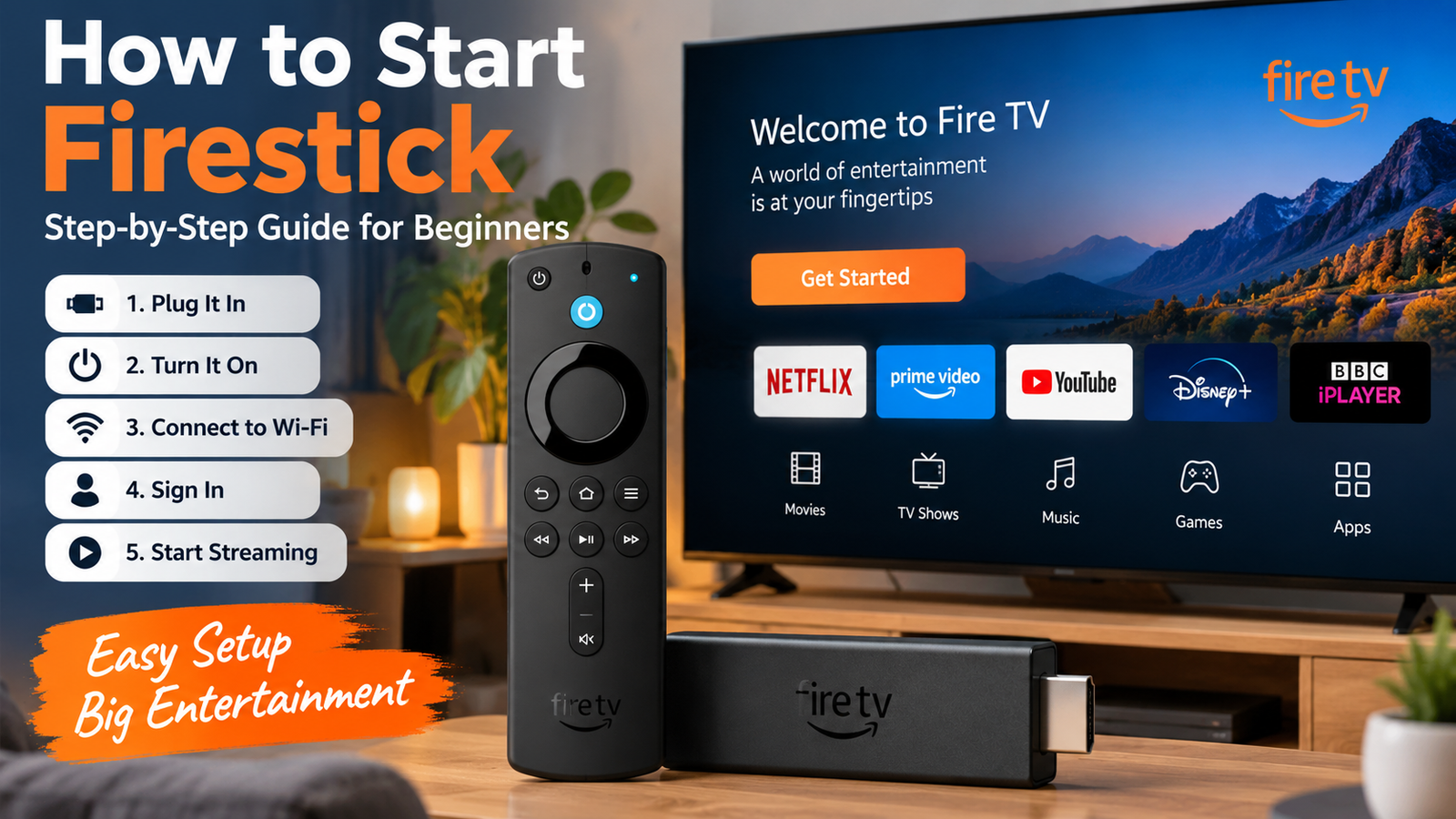 How to start and set up Firestick on a TV