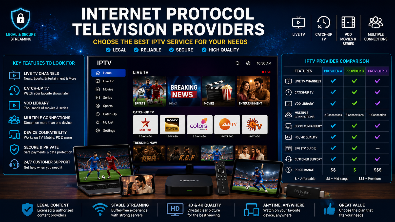 Internet Protocol Television providers comparison and streaming guide