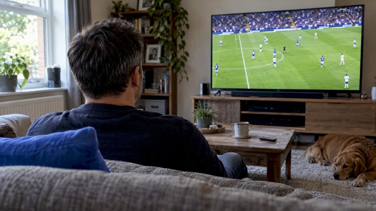 Viewer watching a detailed football stream