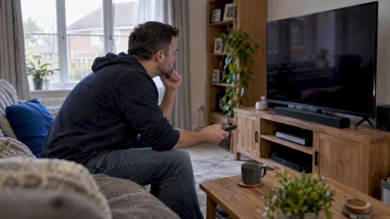 Viewer troubleshooting an IPTV guide on television